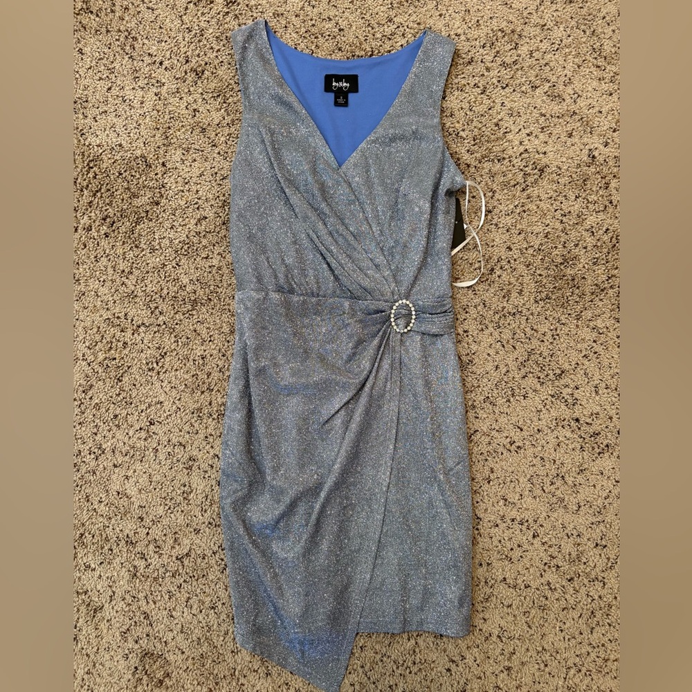 by & by Silver Glitter Midi Dress
